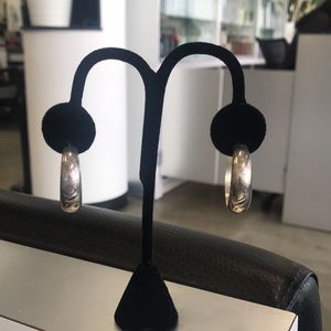 Wide silver hoop earrings